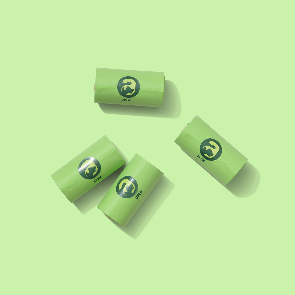 100% Compostable Dog Poop Bags - Lime (3 Rolls)