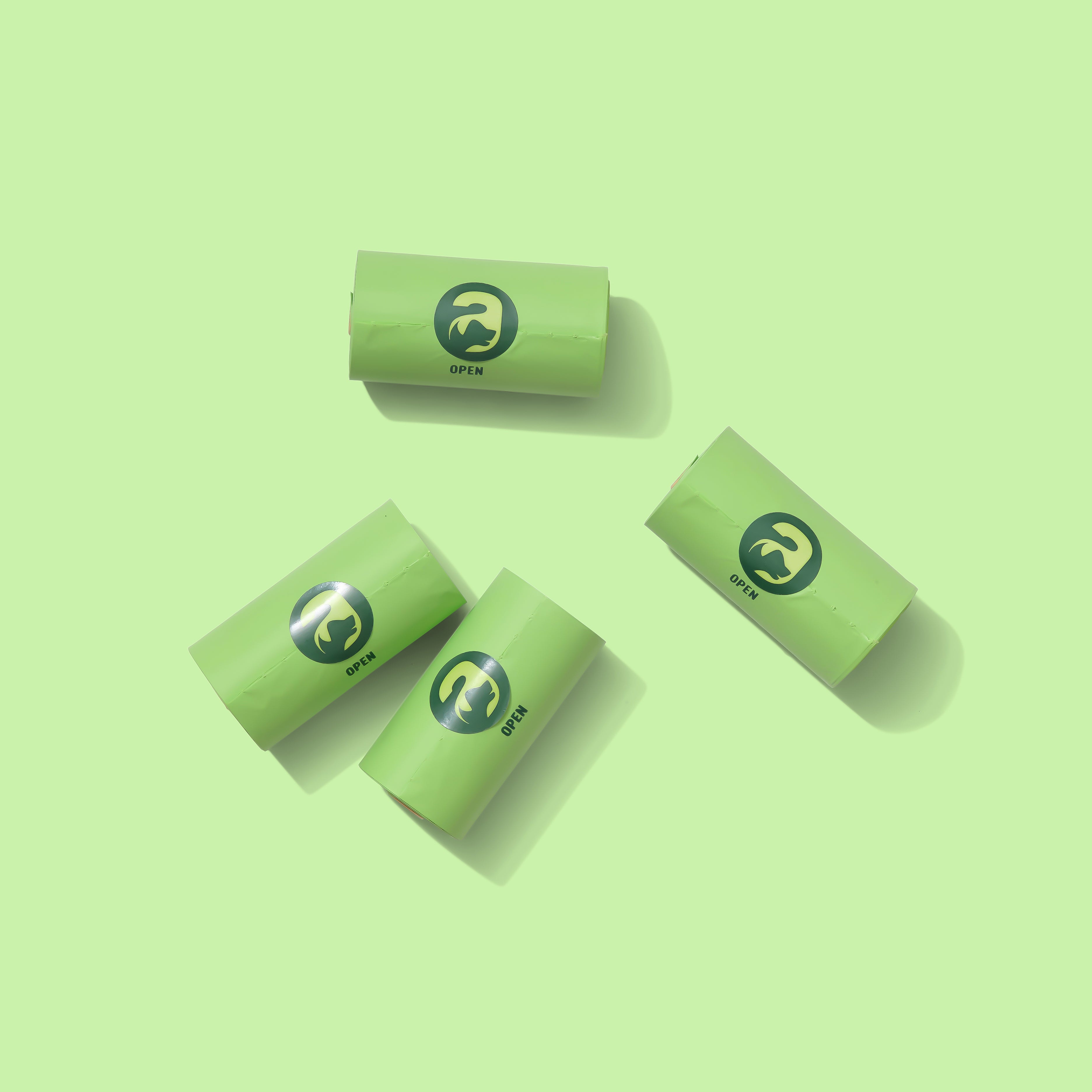 100% Compostable Dog Poop Bags - Lime (8 Rolls)