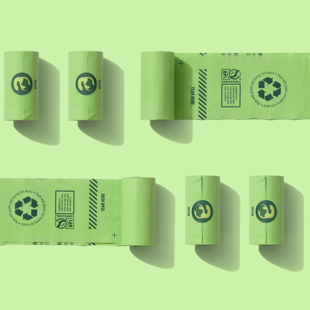 100% Compostable Dog Poop Bags - Lime (3 Rolls)